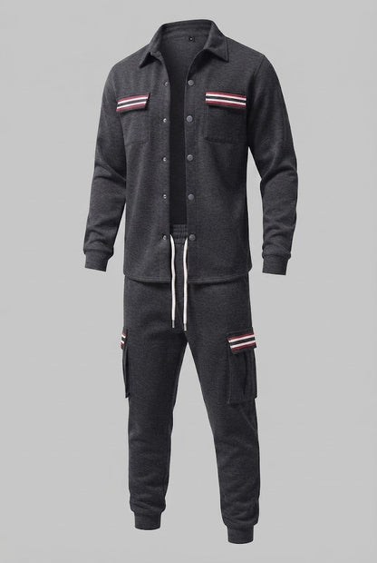 Men's cargo tracksuit with overshirt, drawstring and contrasting flap pockets Shop Velvia