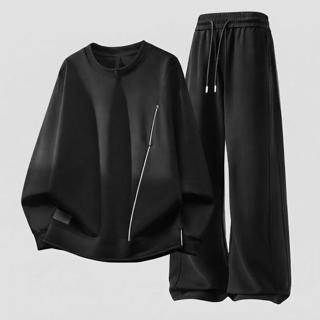 Men's Oversize Casual Set made of heavy cotton blend with round neck sweatshirt & wide jogger pants Shop Velvia