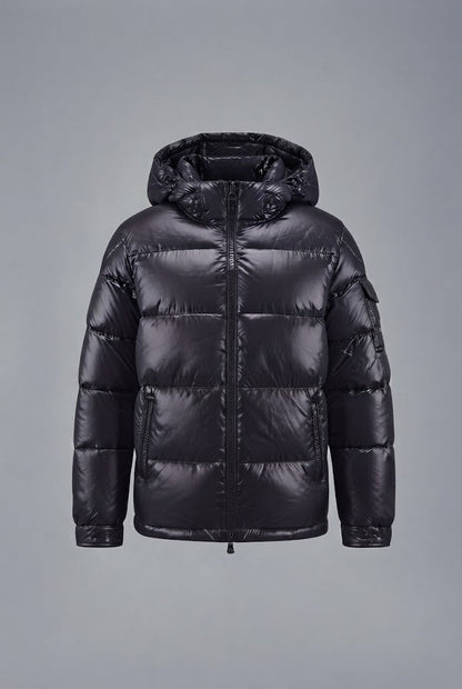 Men's Shiny Quilted Winter Jacket with Hood, Wind-resistant Shell & Zipper Pockets Shop Velvia