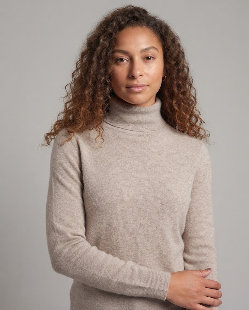 Women Fine Roll Neck Sweater in Cashmere-Look with Light Stretch and Minimalist Silhouette Shop Velvia