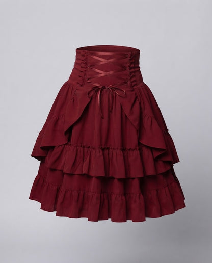 Women Sweet Ruffled Dress with Apron Design and Lacing Details Shop Velvia