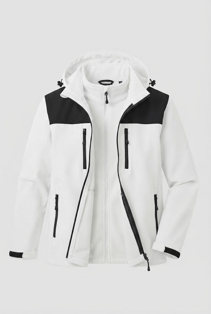 Men's two-layer softshell outdoor jacket with removable fleece inner jacket and hood Shop Velvia