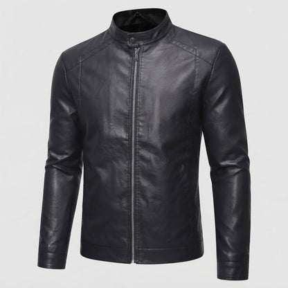 Men's Fashion Faux Leather Jacket with Stand-Up Collar Shop Velvia 1788321813