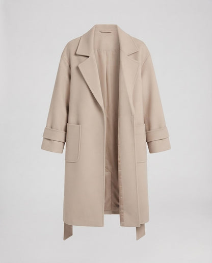 Ladies Tailorable Long Coat made of Wool Blend with Shawl Collar and Patch Pockets Shop Velvia