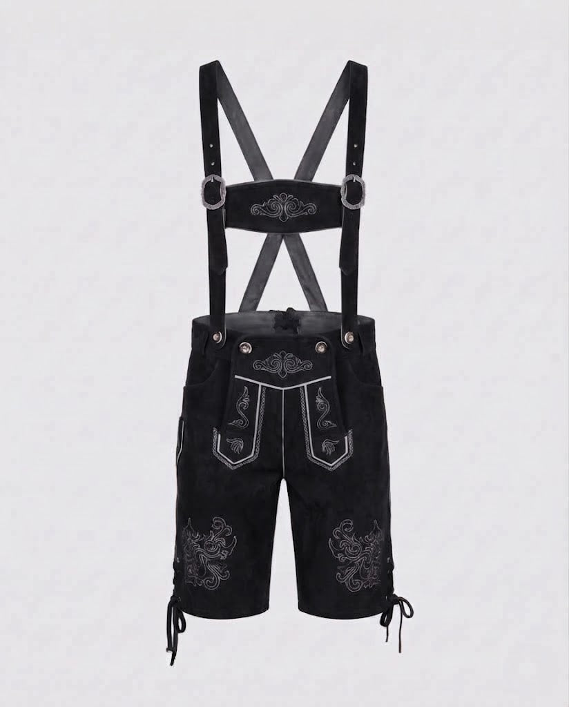 Men's Trachten Leather Shorts with Decorative Straps Shop Velvia
