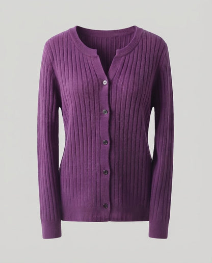 Women Knitted Rib Cardigan with Subtle V-Neck and Button Placket Shop Velvia