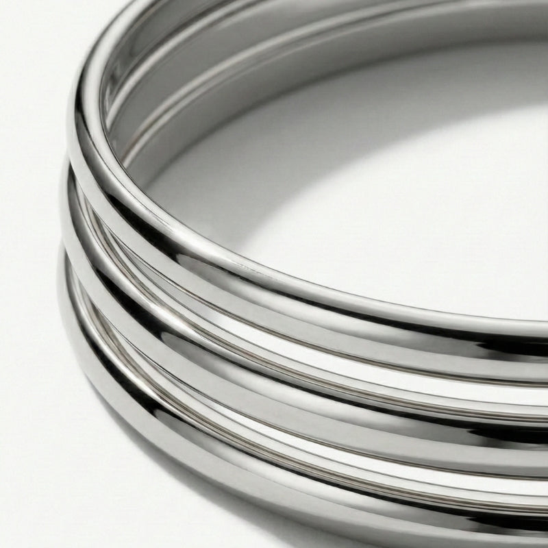 Ladies Multi-Strand Bangle Set with Polished Surface