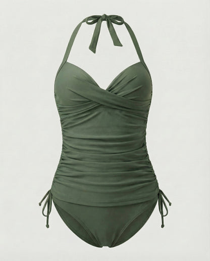 Tankini with V-neck in leopard print