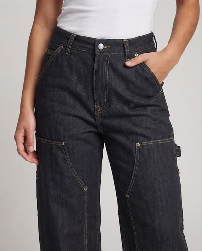 Women Oversize Denim Palazzo Pants with Utility Pocket Details Shop Velvia