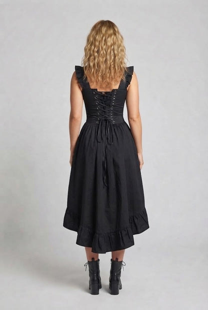Women Elegant Vintage Dress with Ruffles and Lacing Shop Velvia