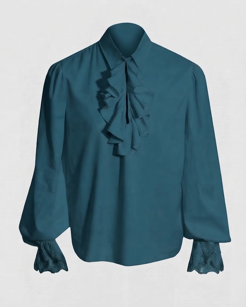 Women Ruffled Blouse with Elegant Collar Area Shop Velvia
