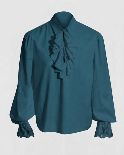 Women Ruffled Blouse with Elegant Collar Area Shop Velvia