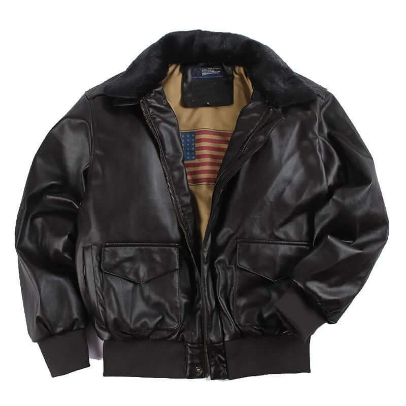 Shop Velvia | Men's Leather Jacket with Practical Pockets