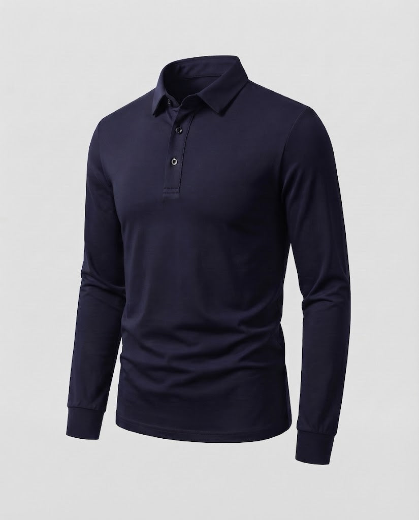 Men's Elegant Long Sleeve Polo Shirt Shop Velvia
