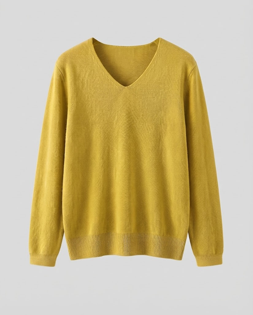 Women Fine Knit V-Neck Sweater made of Cozy Angora Mix Shop Velvia