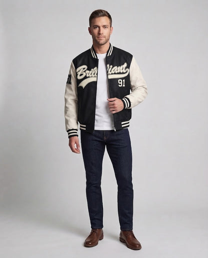 Men's Elegant Bomber Jacket with Embroidered Design Shop Velvia