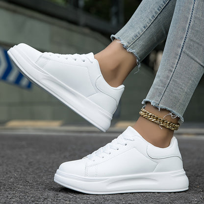Shop Velvia | Clean White Leather Sneakers for Women, White