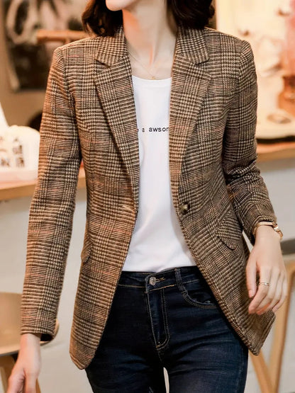 Shop Velvia | Checked Blazer With Lapel And One Button