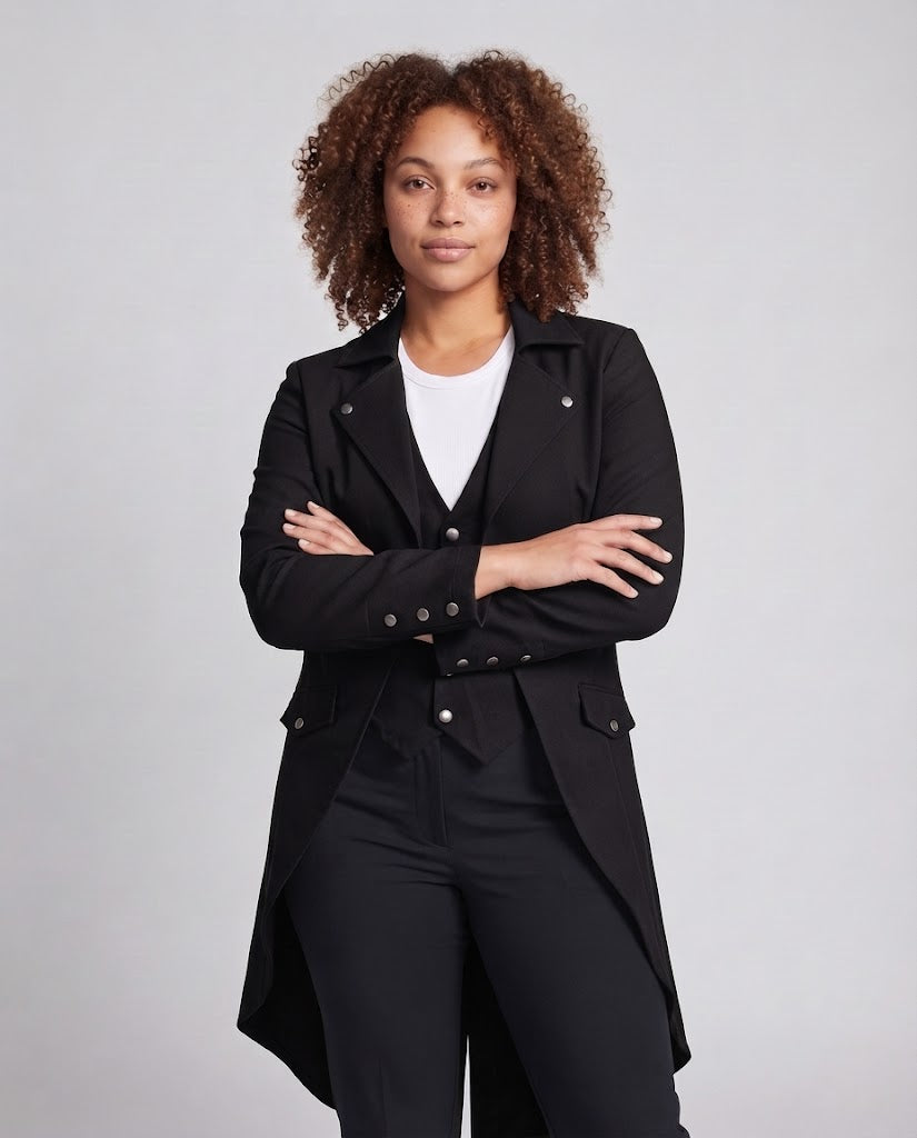 Women Long Coat with Asymmetric Cut and Elaborate Button Details Shop Velvia