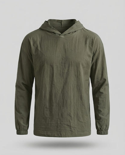 Men's Lightweight Hooded Sweater made from Crinkle Functional Fabric with Elastic Cuffs Shop Velvia