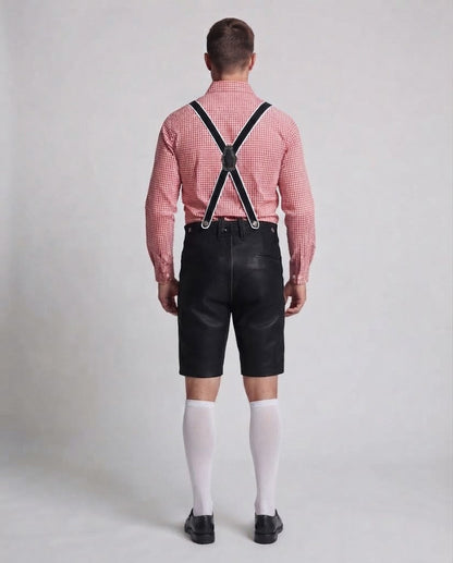 Men's Trachten Leather Shorts with Decorative Straps Shop Velvia