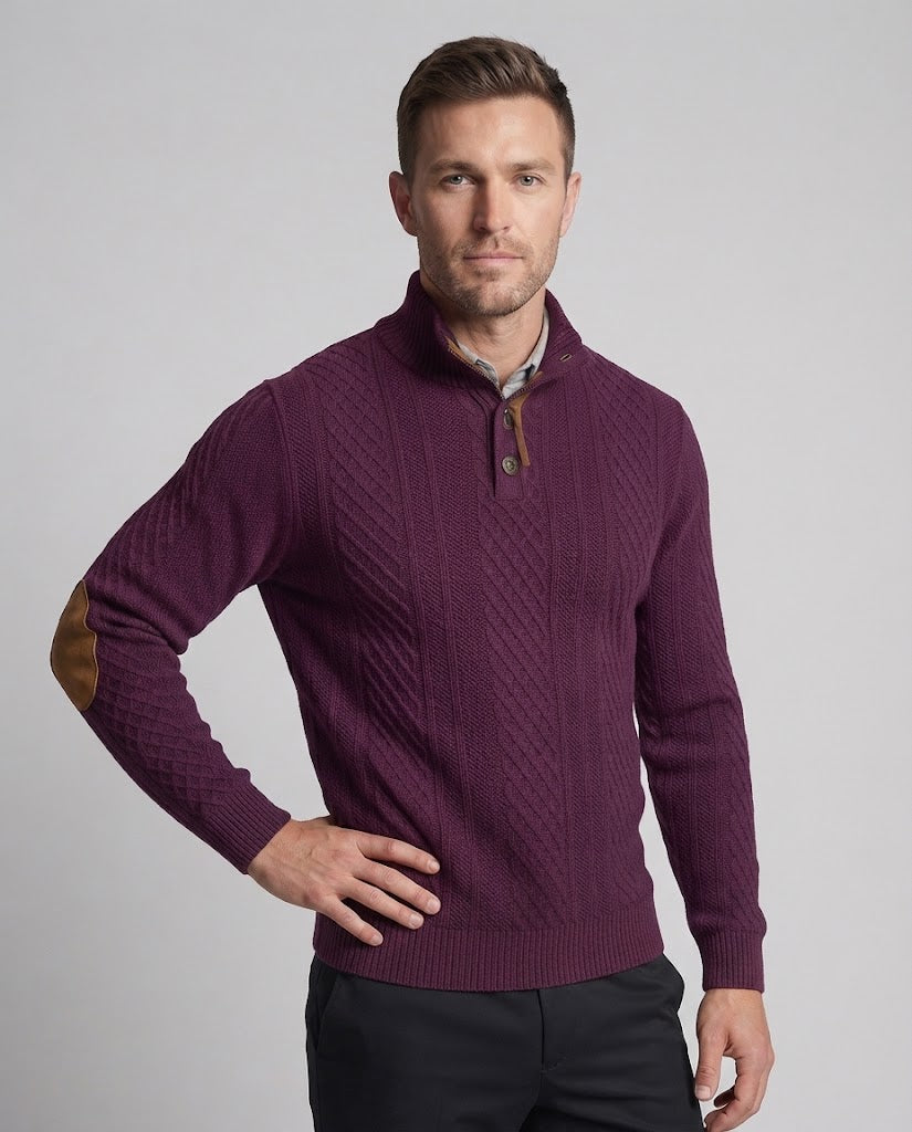 Men's Structured Jumper with Elbow Patches and Contrast Collar Shop Velvia