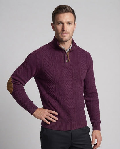 Men's Structured Jumper with Elbow Patches and Contrast Collar Shop Velvia