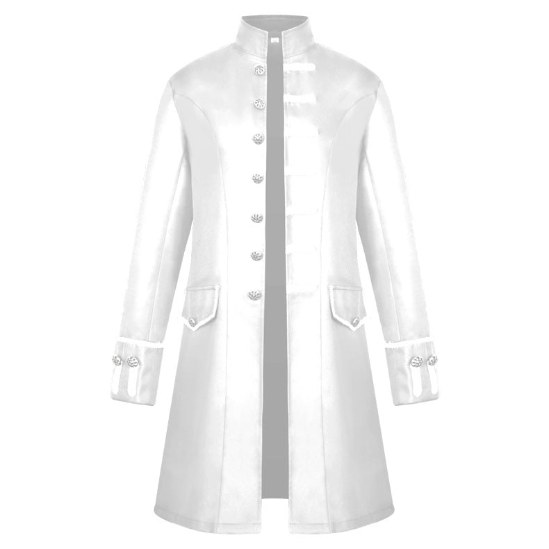 Men's tailored brocade coat in military style with stand-up collar and decorative braids Shop Velvia