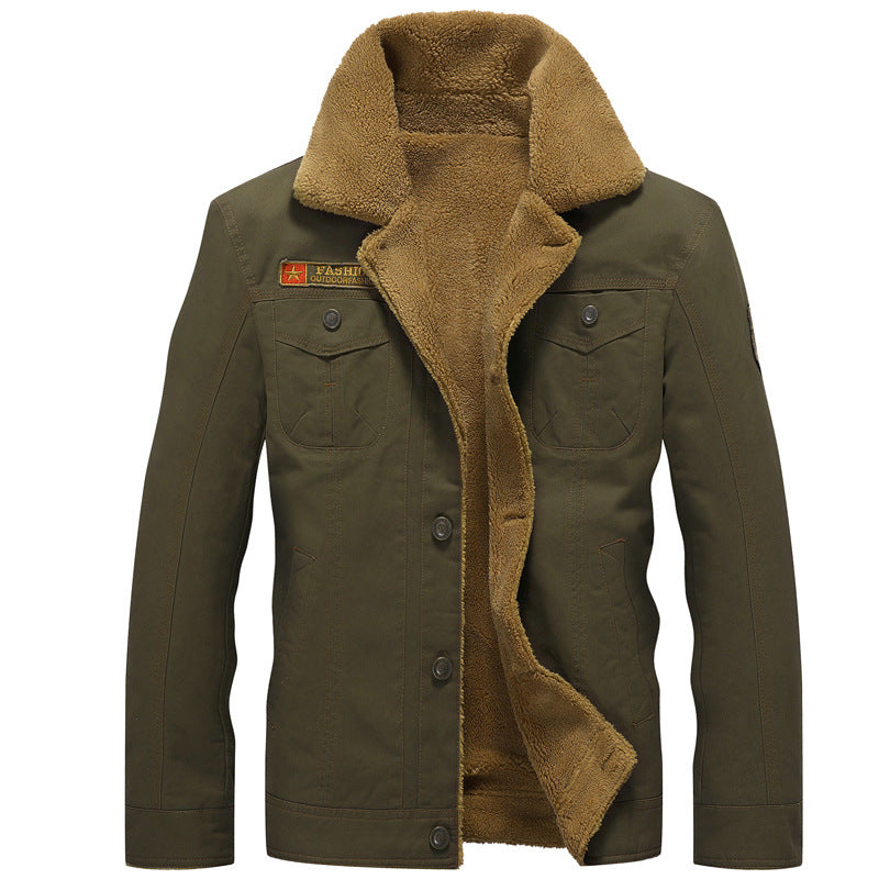 Men's canvas trucker jacket with sherpa lining and utility pockets Shop Velvia