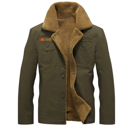 Men's canvas trucker jacket with sherpa lining and utility pockets Shop Velvia