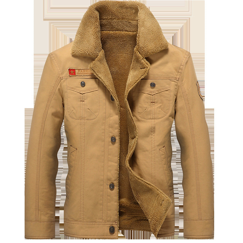 Men's canvas trucker jacket with sherpa lining and utility pockets Shop Velvia