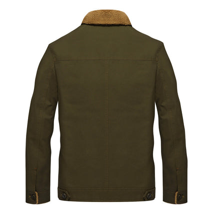 Men's canvas trucker jacket with sherpa lining and utility pockets Shop Velvia