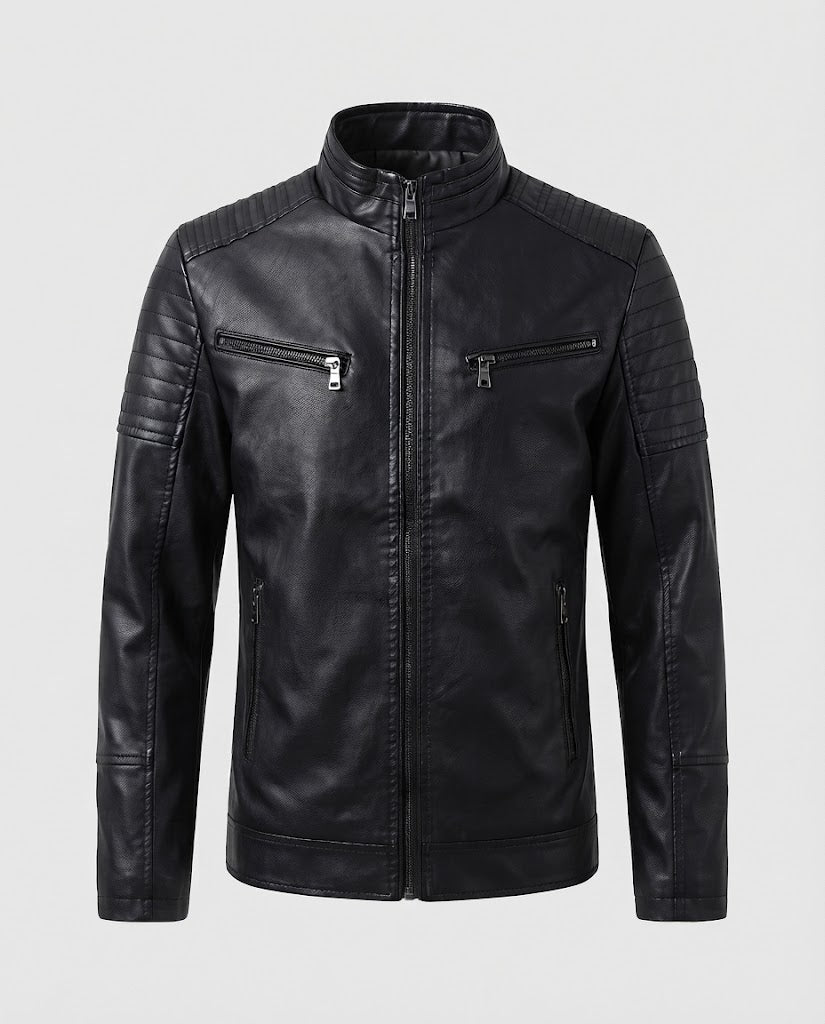 Men's fashionable biker jacket with quilted details Shop Velvia