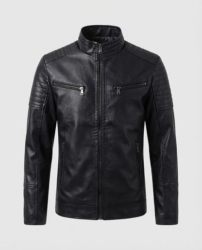 Men's fashionable biker jacket with quilted details Shop Velvia