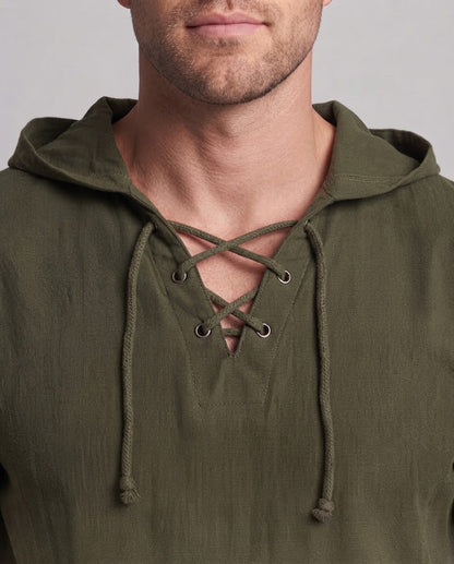 Men's casual shirt with hood and lacing Shop Velvia