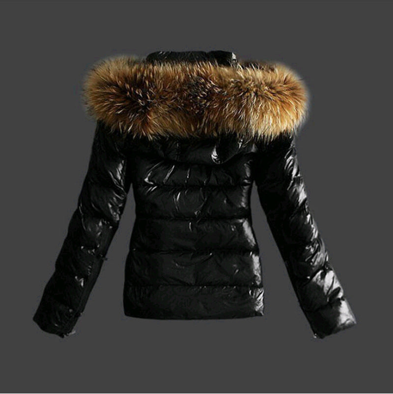 Shop Velvia | Jacket with Fur Collar - stylish black women's winter jacket