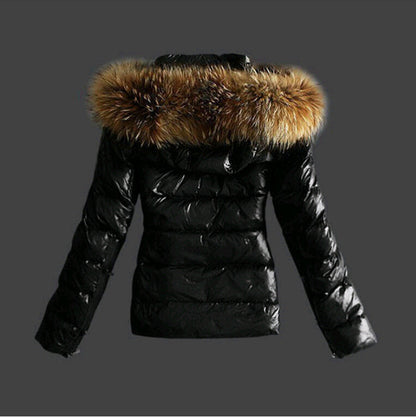 Shop Velvia | Jacket with Fur Collar - stylish black women's winter jacket