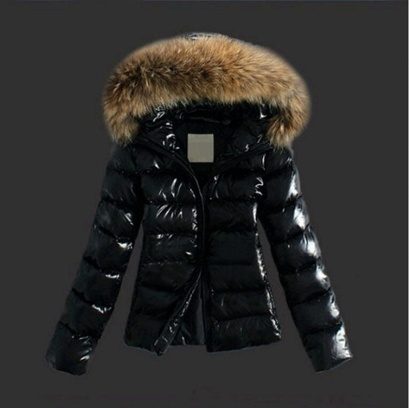 Shop Velvia | Jacket with Fur Collar - stylish black women's winter jacket