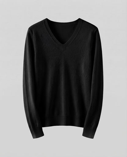 Women's Fine Knit V-Neck Sweater in Cashmere Look with Slim Silhouette Shop Velvia