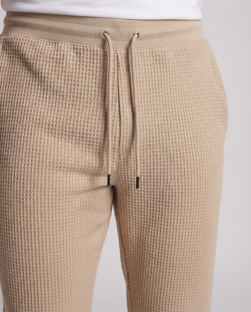 Men's waffle knit joggers with drawstring cuffs and side pockets Shop Velvia