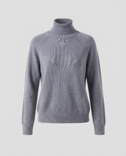 Women's fine knit turtleneck sweater made of cashmere blend with raglan sleeves and fine ribbed hem Shop Velvia
