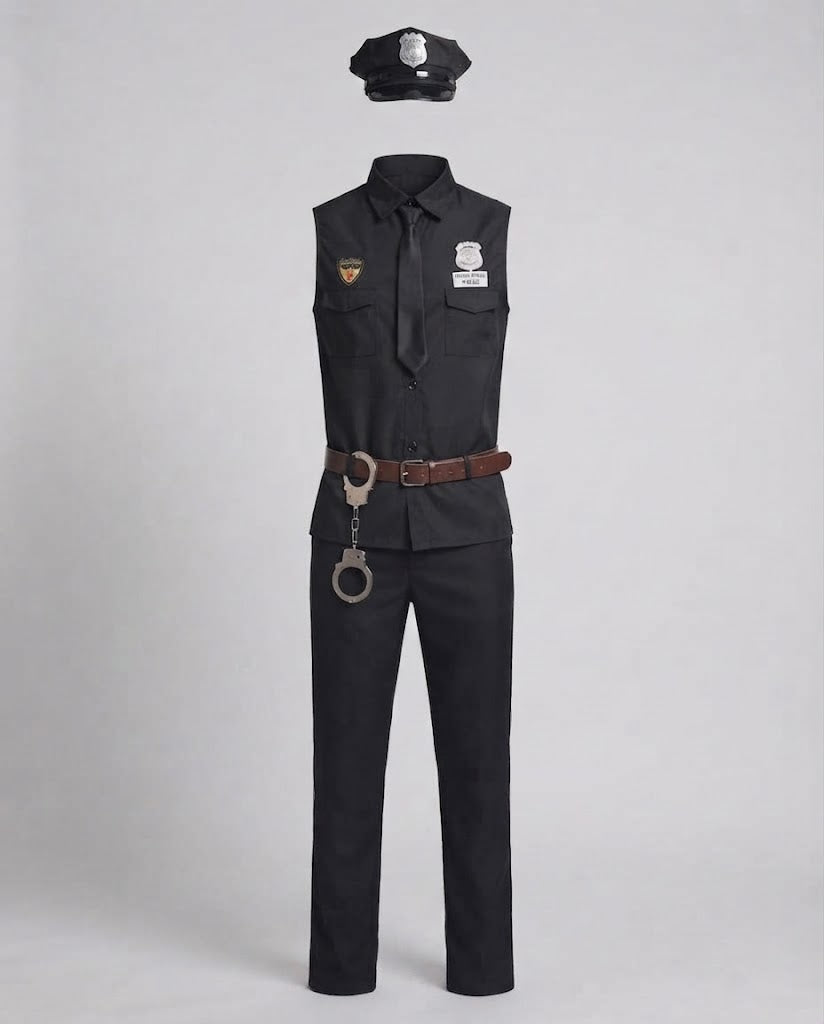 Men's Police Costume with Sleeveless Top and Accessories Shop Velvia