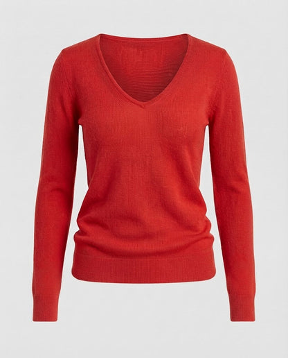 Women Fine V-Neck Fine Knit Sweater in Angora Look with Slim Silhouette Shop Velvia