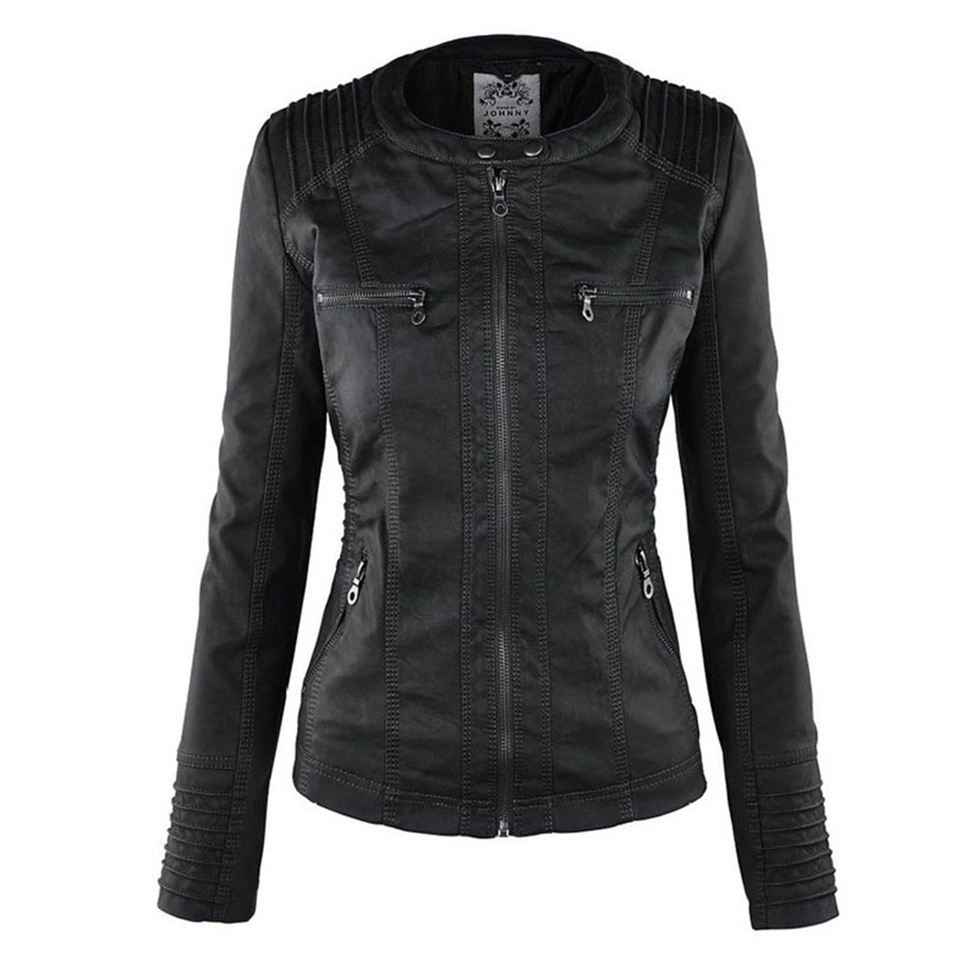 Shop Velvia | Women's Leather Jacket with Hood
