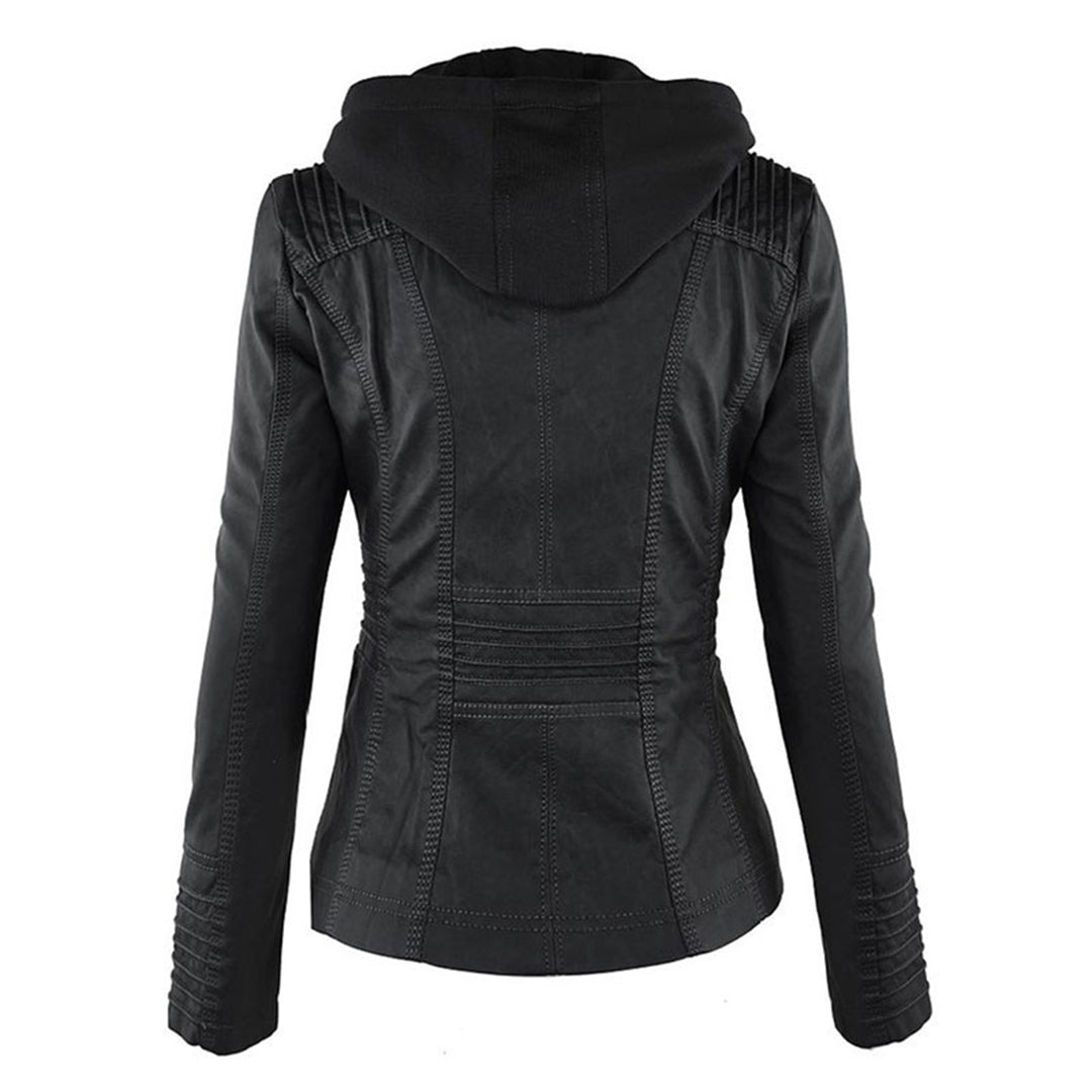 Shop Velvia | Women's Leather Jacket with Hood