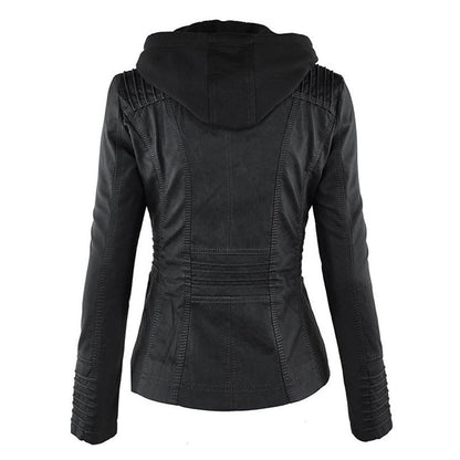 Shop Velvia | Women's Leather Jacket with Hood