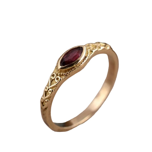 Vintage Red Inlay Stone Gold Ring