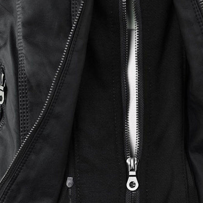 Shop Velvia | Women's Leather Jacket with Hood