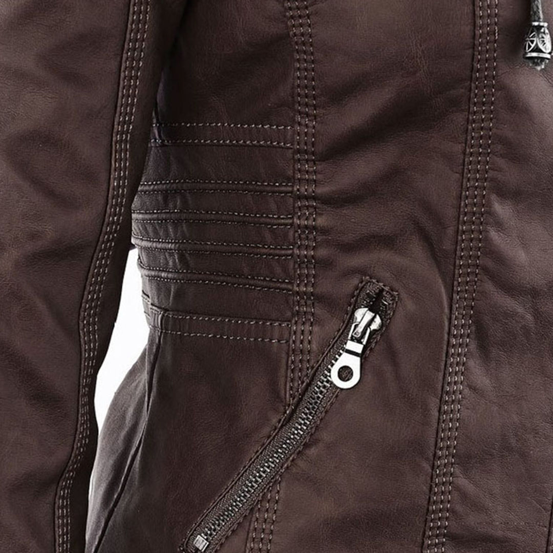 Shop Velvia | Women's Leather Jacket with Hood