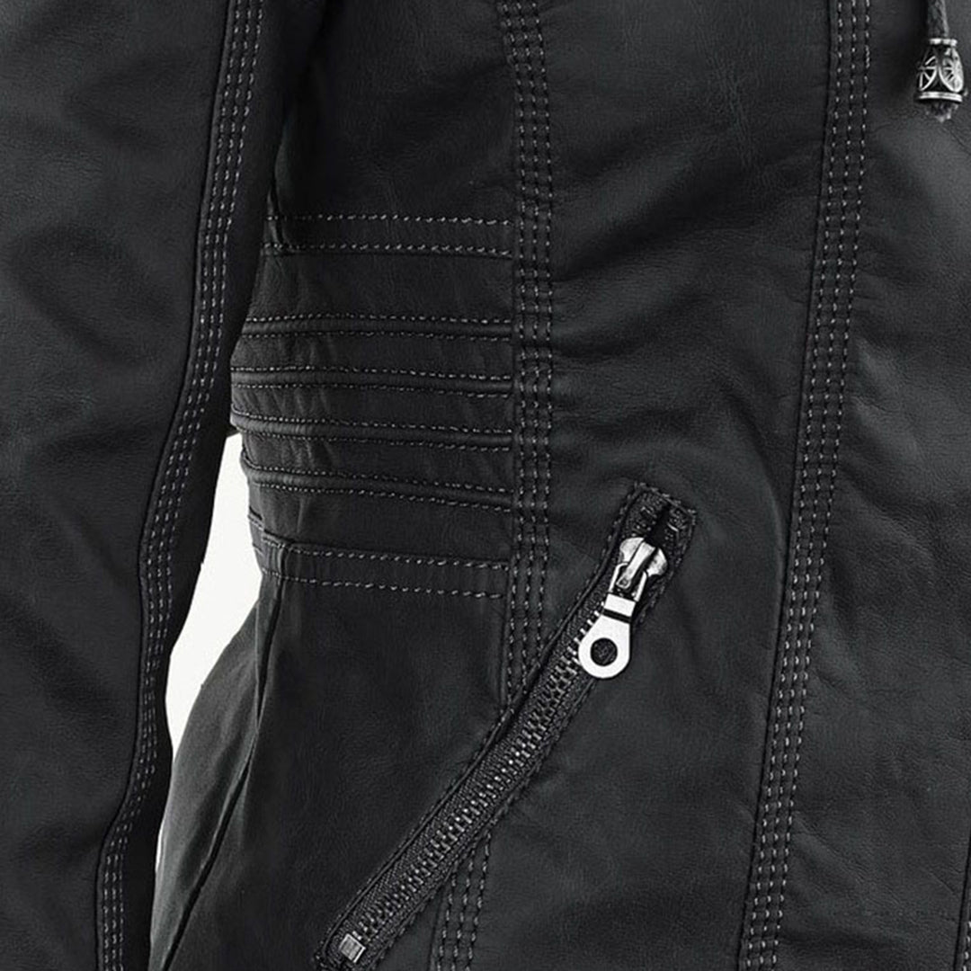 Shop Velvia | Women's Leather Jacket with Hood